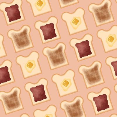 Toast Pattern flat illustration food illustration food pattern illustration inktober pattern design procreate texture toast web illustration