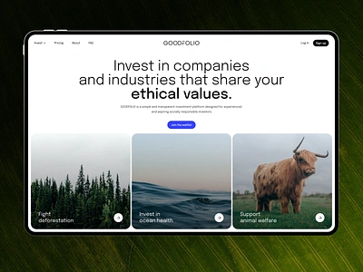 Goodfolio - Hero Image ecology graphic design hero image home page invest investing landing logo natural nature planet sustainability sustainable ui web webiste