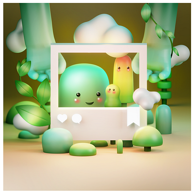 Hey friends, are u okay? 3d 3d modeling 3dcute blender illustration pastel colors