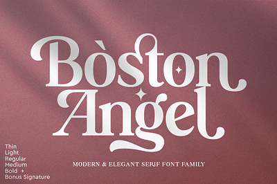 Boston Angel Serif branding design elegant fonts graphicdesign logo modern packinging serif serif fonts vector