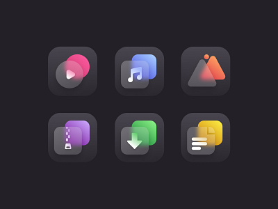 Gradient icons set black gradient icons set ui