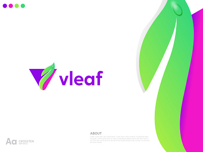 Letter V and Leaf Modern Logo abastact beat logos brand design brand identity branding logo creative logo design leaf logo letter v logo logo logo creator logo design logo inspirationsl logo maker modern leaf logo modern letter v logo modern logo professional logo visual identity vleaf logo