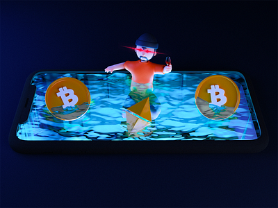 Crypto Pool 3d blender design ills illustration