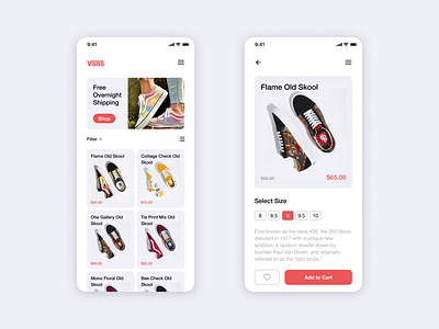 Vans App Store appdesign cleandesign shoesapp sneakers ui uidesign ux uxdesign vans vansoffthewall