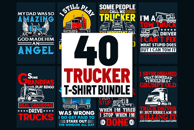 Truck Driver T-Shirt Design Bundle graphic t shirt trucking