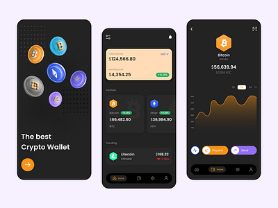 Crypto Wallet App concept app best dribble shot best ui bitcoin blockchain clean crypto design finance fintech fintech app minimal mobile app mobile ui payment ui ui design ux ux design webapp