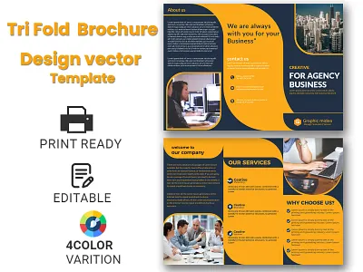 Creative Tri Fold Brochure Design Vector Template a4 brochure design brand identity brochure design branding business brochure company profile corporate corporate design creative brochure graphic design logo magazine design tri fold brochure design