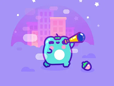 Starry night character design flat frog illustration illustrator kawaii vector