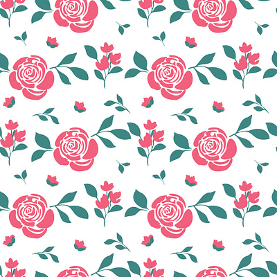 Flat rose flower seamless pattern floral pattern illustration pattern seamless pattern surfacedesign surfacepattern