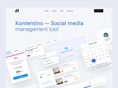 Kontentino Case Study by A11.studio brand case study colorful kontentino landing page marketing modern parallax project promo social media tool use case