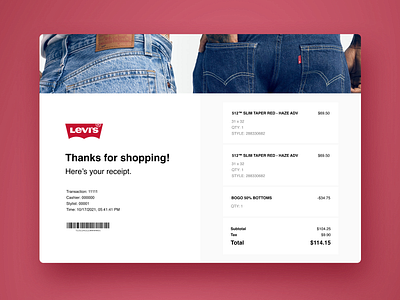 Receipt - Daily UI 017 app daily ui daily ui 017 dailyui dailyui 017 dailyui017 dailyuichallenge design desktop levi receipt red responsive ui ux web