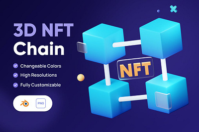 3D NFT Chain Icon 3d 3d animation 3d icon 3d icons 3d illustration app art business concept crypto cryptocurrency design finance icon icon design icons illustration market money nft