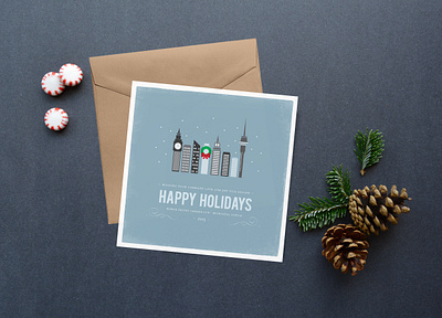 Winter Cityscape - Holiday Card christmas christmascard city cityscape classic corporate design elegant graphic design happyholidays holidaycard illustration minimal minted snow winter