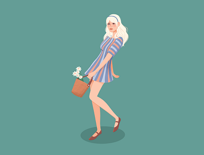 Brigitte Bardot #retroctober2021 60s brigitte bardot character flower girl illustration retroctober2021