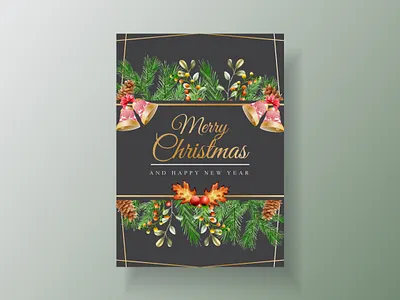 Elegant card template christmas theme invitation