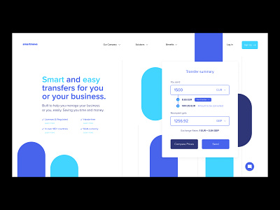 Smartmove - Money transfer platform clean desktop finance fintech hero section landing landing page main minimal money online payments send service transaaction transfer ui ux web website