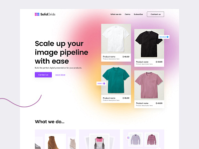 SolidGrids / Landing 2021 ai branding design ecommerce grad gradient grids illustration landing logo machine learning marketing minimal products ui