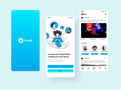 Social Media App Design - Dook.io app design app ui design dook facebook instagram social media social media app social media platform twitter ui ui design ux design