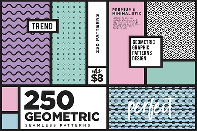 250 Geometric Seamless Patterns branding design graphic design illustration pattern patterns photoshop print ready seamless vector