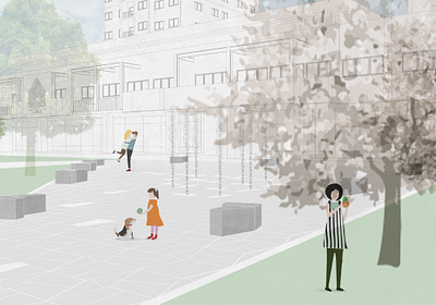 Urban design - City Park design illustration minimal vector web