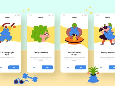 Figma Template with Doodles from Hobbies branding design illustration illustration design illustrations illustrations／ui illustrator logo ui ux