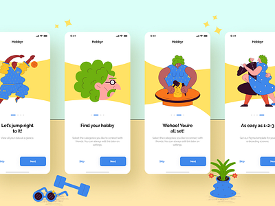 Figma Template with Doodles from Hobbies branding design illustration illustration design illustrations illustrations／ui illustrator logo ui ux