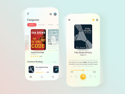 Audio Book App android application audio app audio book app book book app books clean ios mobile app mobile application playing playing application product design reading reading app ui ui design uiux ux