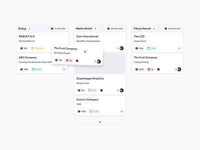 Kanban Drag & Drop Exploration back office backoffice crm dashboard drag and drop kanban kanban board ui ux