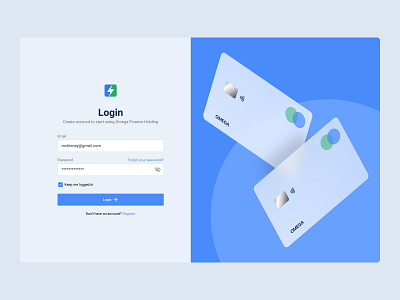 Login: Omega Finance dashboard ui design figma login login form login page onboarding product design ui ux