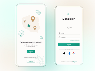 Dandelion App // Sign In app design sign in ui ux