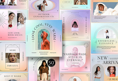 Gradient Fashion Social Media Bundle Vol.II abstract design grid instagram layout modern poster social media social media design typography