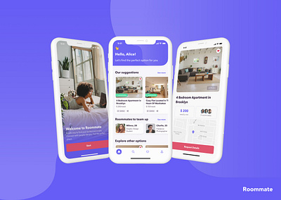 Roommate - Find your next roommate app mobile ui user interface ux