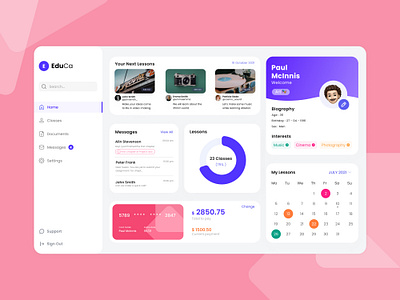 EduCa - Online Learning Platform app dashboard desktop learning ui user interface