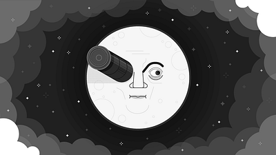 Moon collide face film moon retro rocket star vintage