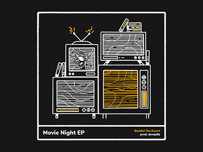 Movie Night EP album avatar bashful tha dwarf brooklyn ny cover ep illustration line movie music night spotify static tape television tube tv vcr video vintage