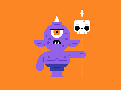 Cyclops character design cyclops halloween holiday illustration monster october skull spear