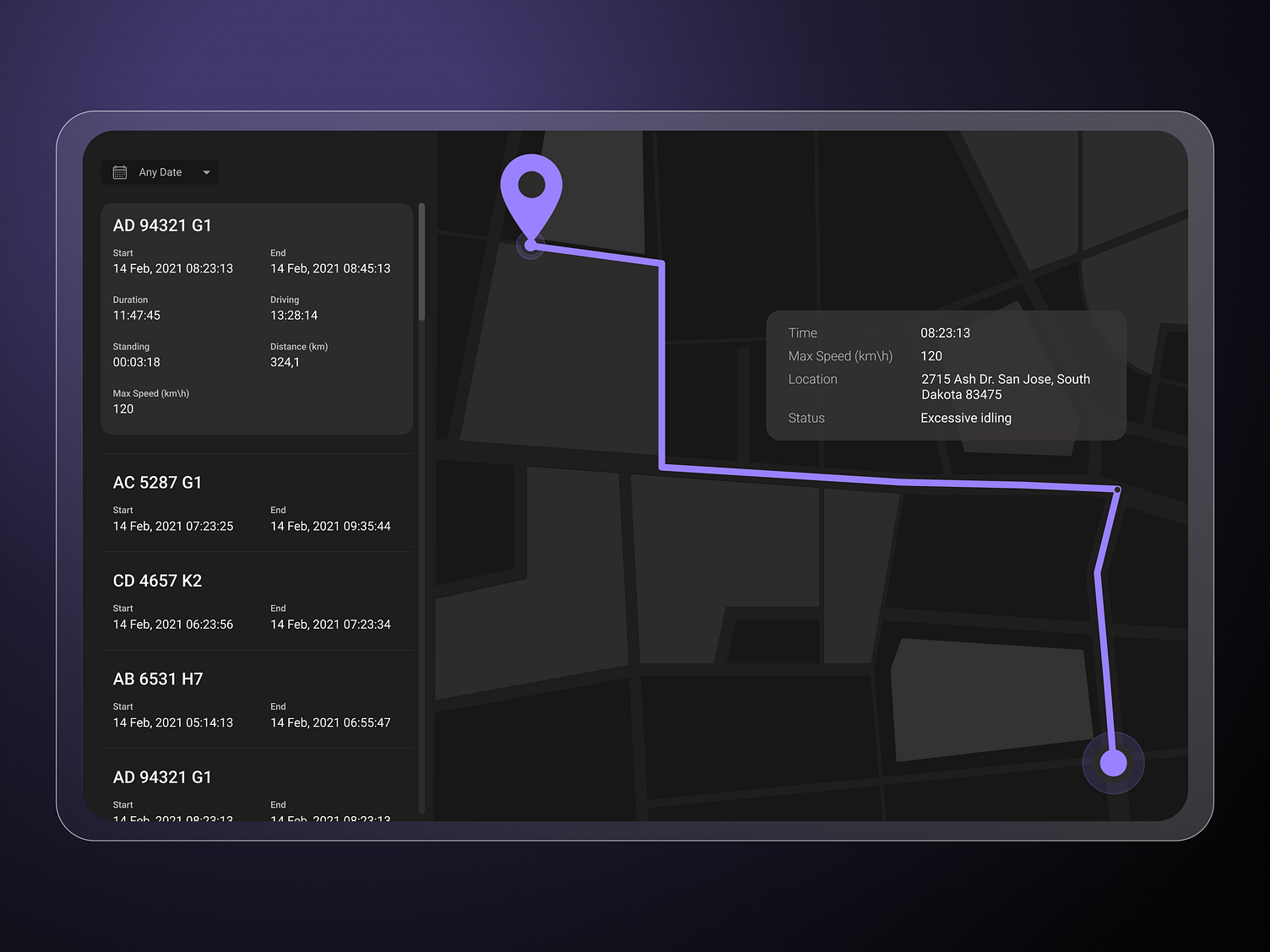 Tracking map | Vehicle tracking platform by Anna Lukina on Dribbble