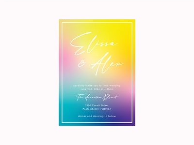 Holo Gradient Wedding Invite color palette colorful colors design gradient graphic design holo holographic invitation invite print design rainbow stationery wedding