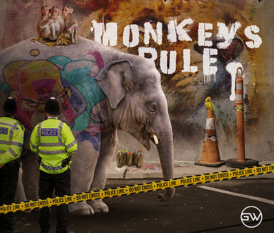 Monkeys Rule art artwork design elephant graffiti graphicdesign image photomanipulation photoshop photoshop art surreal