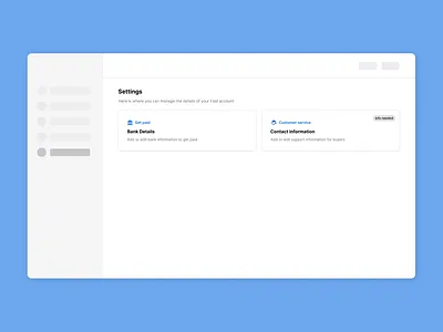 Seller's Dashboard - Settings dashboard ui ux
