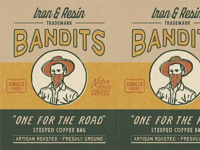 Bandits Coffee Bag Design badge design badges branding illustration packaging retro vintage vintage packaging
