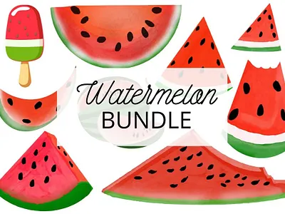 Watercolor Watermelon Bundle design illustration llustration vector watercolor watermelon bundle