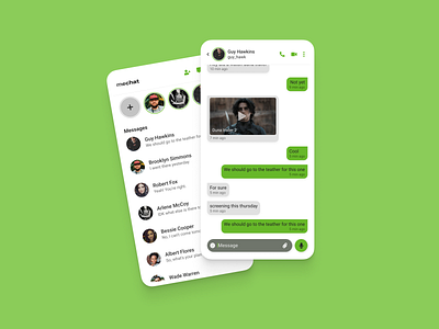 Mobile chat app app challenge chat daily ui design friends green messages mobile stories ui