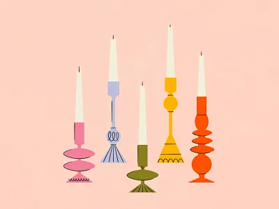 Vectober 18 - Candle candle feminine illustration inktober mid century texture vectober victorian vintage