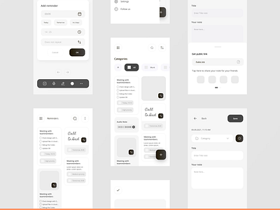 Keep my Note UI Kit - Wireframe animation app application clean design designer graphic design minimal mobile modern note popular trend ui uidesign uikit uiux uiuxdesign ux wireframe