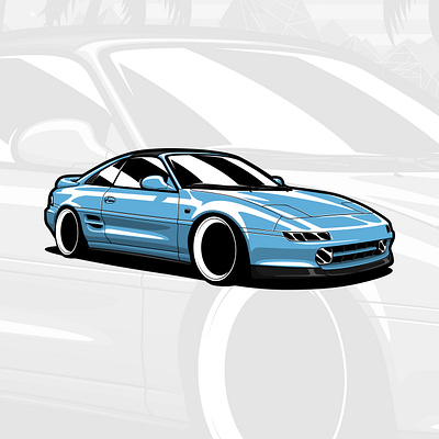 Toyota MR2 SW20 art automobile automotive automotiveart car carart design drawing illustration jdm logo mr2 toyota vector