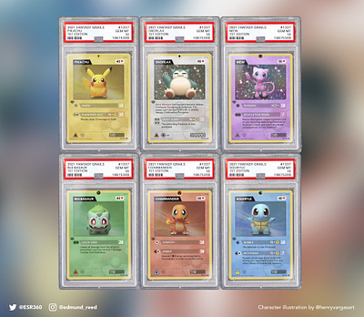 Re-designed vintage PSA graded Pokémon cards bulbasaur charmander collectables minimalistic modern pikachu pokemon redesign squirtle trading cards vintage