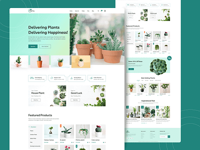 Plant Shop Landing Page botanical botanical illustration cactus garden homepage house plant indoor plants landing page leaf leaves outdoor plants plant e commerce plant illustration planter plants pot potted plant succulent uiux web design