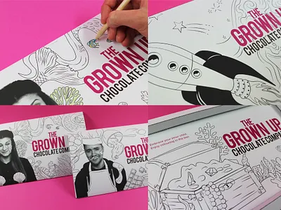 YCN Competition - The Grown Up Chocolate Company chocolate packaging graphic design illustration interactive design interactive packaging packaging packaging design packaging illustration ycn