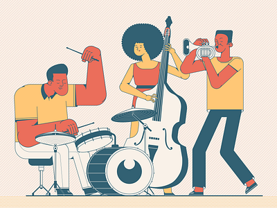 JAZZ bass bassist bop character design characterdesign drummer drums illustration illustrator jazz jazzillustration music musicillustation swing trumpet trumpetist vector